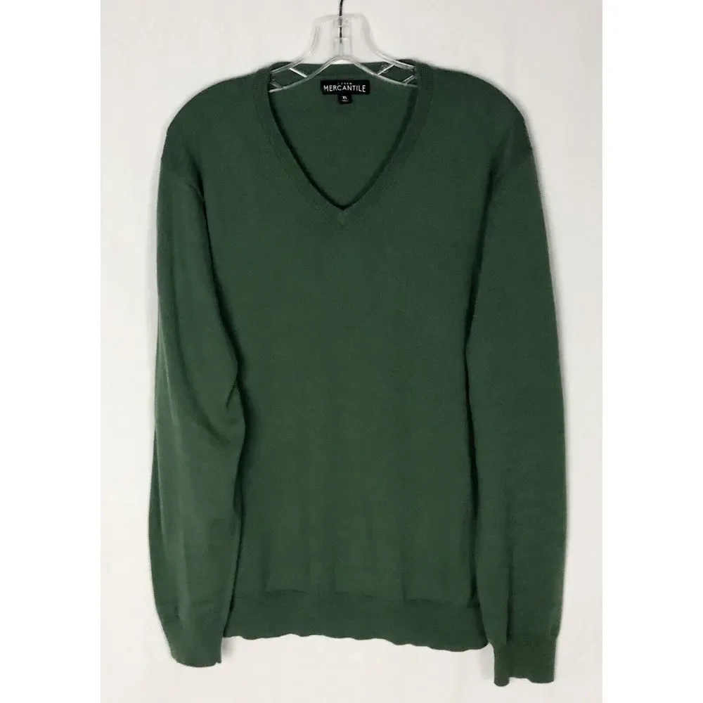 J. Crew Mercantile Men's Green‎ V Neck Lightweight Sweater Size XL